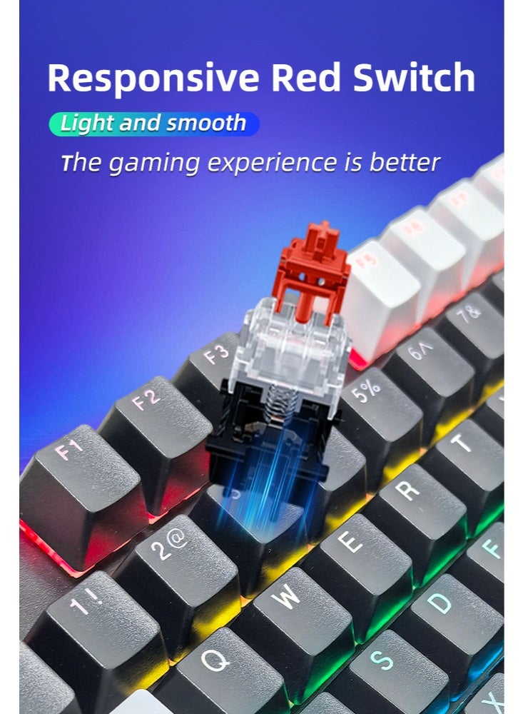 87 Keys Red Switch Mechanical Gaming Keyboard, Hot-Swappable, 16.8 Million Colors Backlit, 60% Mini , Removable Usb Wired, 525g Weight, All Keys Without Conflict Silent Rgb Color Suitable For Pc/Ps4/Xbox Gamers Mac - Image 4