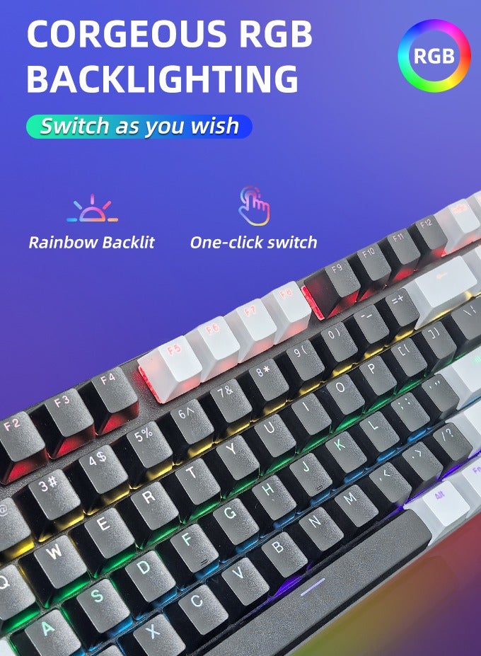 87 Keys Red Switch Mechanical Gaming Keyboard, Hot-Swappable, 16.8 Million Colors Backlit, 60% Mini , Removable Usb Wired, 525g Weight, All Keys Without Conflict Silent Rgb Color Suitable For Pc/Ps4/Xbox Gamers Mac - Image 1