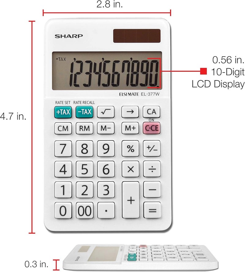 SHARP EL-377WB Business Calculator, White 2.75 - Image 3