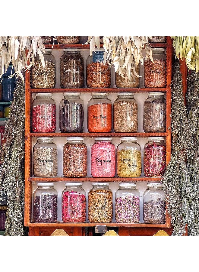 إيروريكس مجموعة ملصقات شفافة لعلب التوابل مكونة من 276 قطعة مقاومة للماء والزيت مطبوعة مسبقًا بحروف بيضاء وسوداء على ملصقات شفافة ملصقات مطبوعة مسبقًا لتنظيم رفوف التوابل وعلب التخزين - Image 2