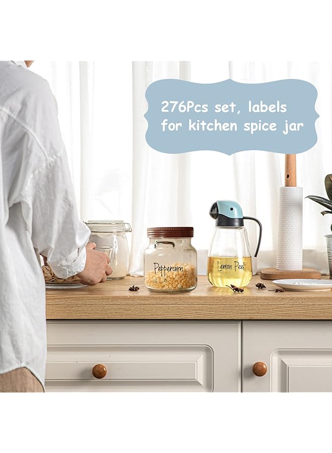 إيروريكس مجموعة ملصقات شفافة لعلب التوابل مكونة من 276 قطعة مقاومة للماء والزيت مطبوعة مسبقًا بحروف بيضاء وسوداء على ملصقات شفافة ملصقات مطبوعة مسبقًا لتنظيم رفوف التوابل وعلب التخزين - Image 5