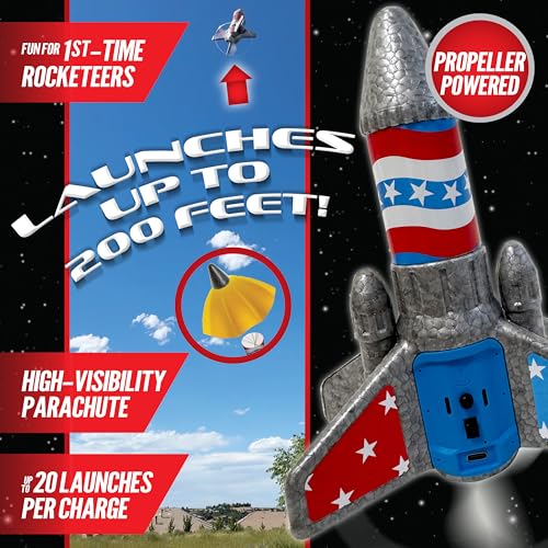 Hyper Drive SkyTwister Rocket Rechargeable Electric Launch Rocket With Parachute Deploy Flies Up To 200 Feet Safe Toy For Kids Ages 8 Fully SelfContained Launch Kit - Image 5