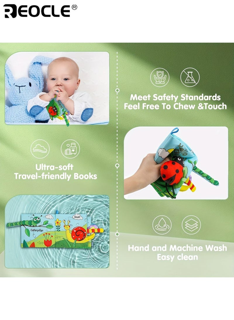 REOCLE Kid’s High Contrast Touch and Feel Crinkle Cloth Books Soft Baby Books Educational Tummy Time Toys with Sound and Movement Non-Toxic Fabrics - Image 5