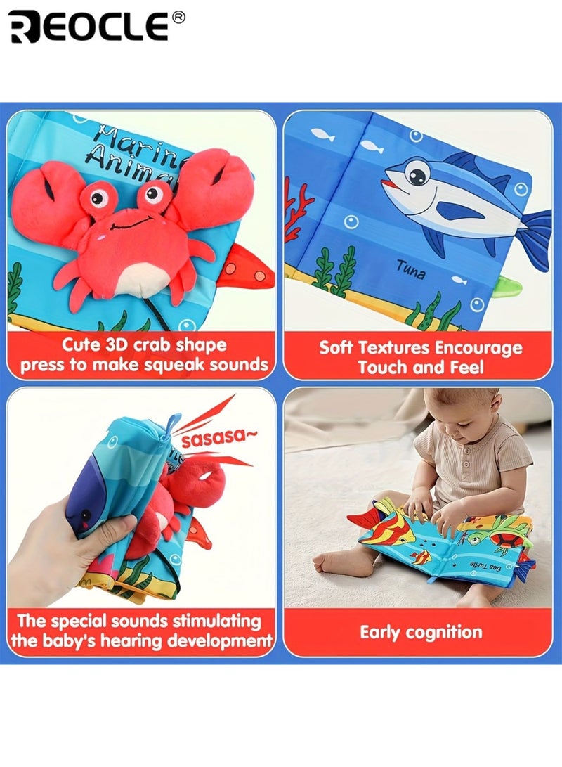 REOCLE Kid’s High Contrast Touch and Feel Crinkle Cloth Books Soft Baby Books Educational Tummy Time Toys with Sound and Movement Non-Toxic Fabrics - Image 4