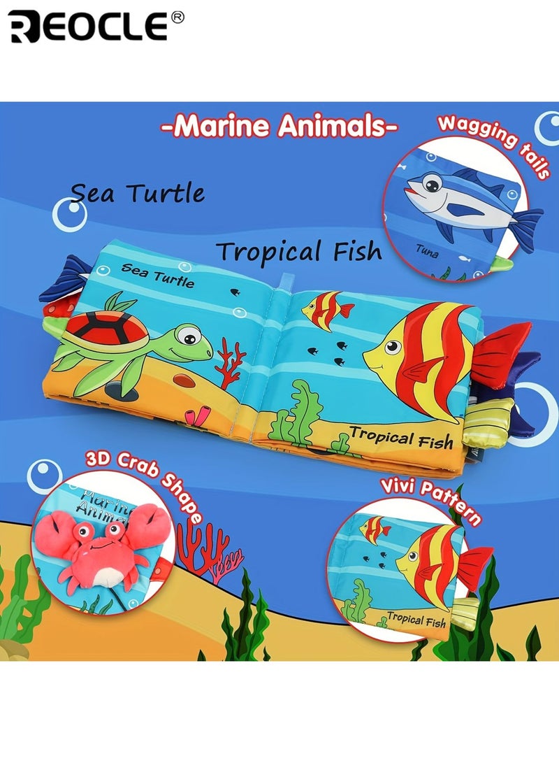 REOCLE Kid’s High Contrast Touch and Feel Crinkle Cloth Books Soft Baby Books Educational Tummy Time Toys with Sound and Movement Non-Toxic Fabrics - Image 3