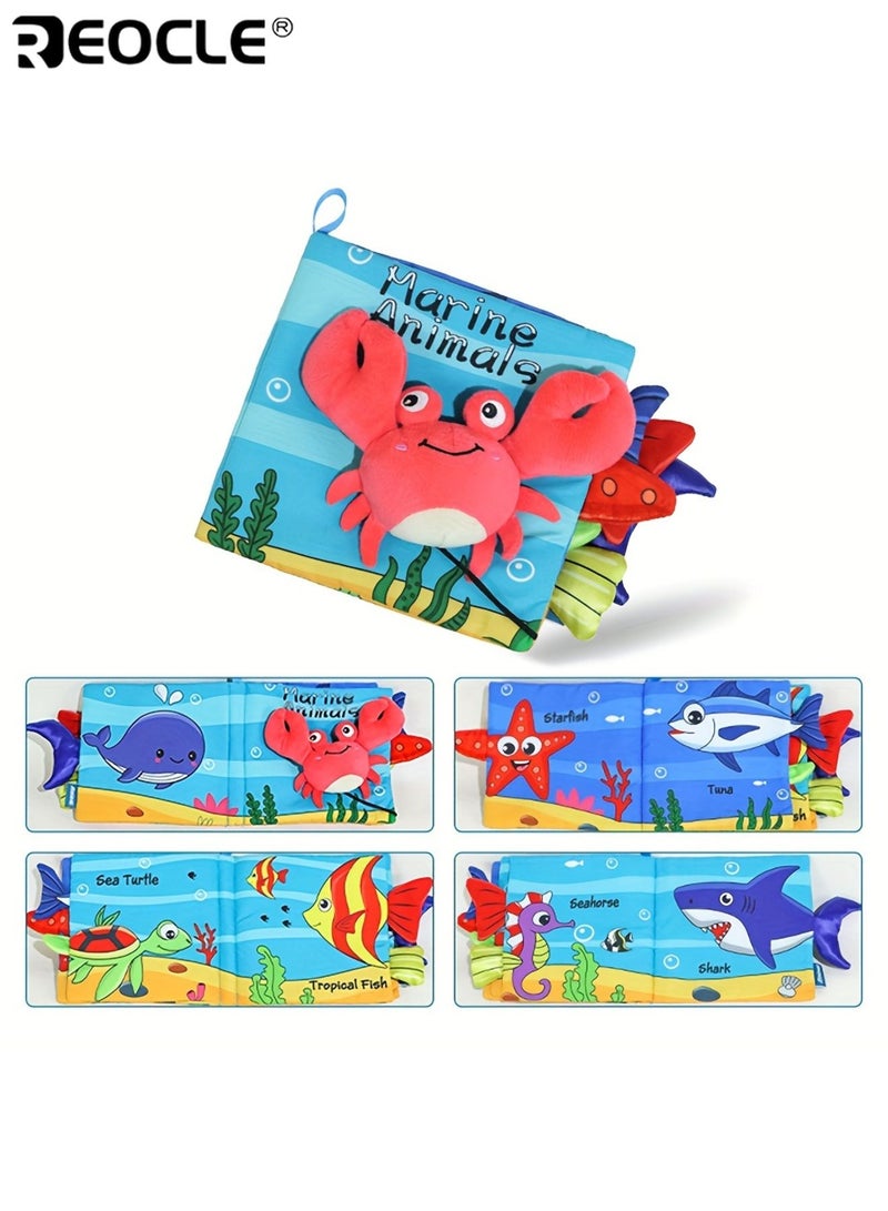 REOCLE Kid’s High Contrast Touch and Feel Crinkle Cloth Books Soft Baby Books Educational Tummy Time Toys with Sound and Movement Non-Toxic Fabrics - Image 2