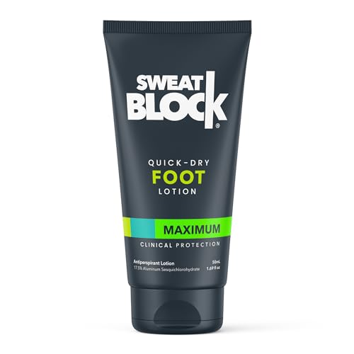 Sweatblock SweatBlock Antiperspirant Foot Lotion for Men & Women | Quick-Dry Hyperhidrosis Aid to Stop Excessive Sweating | Reduce Foot Odor | Non Irritating | Dermatologist Tested | Travel Size 1.69 fl oz