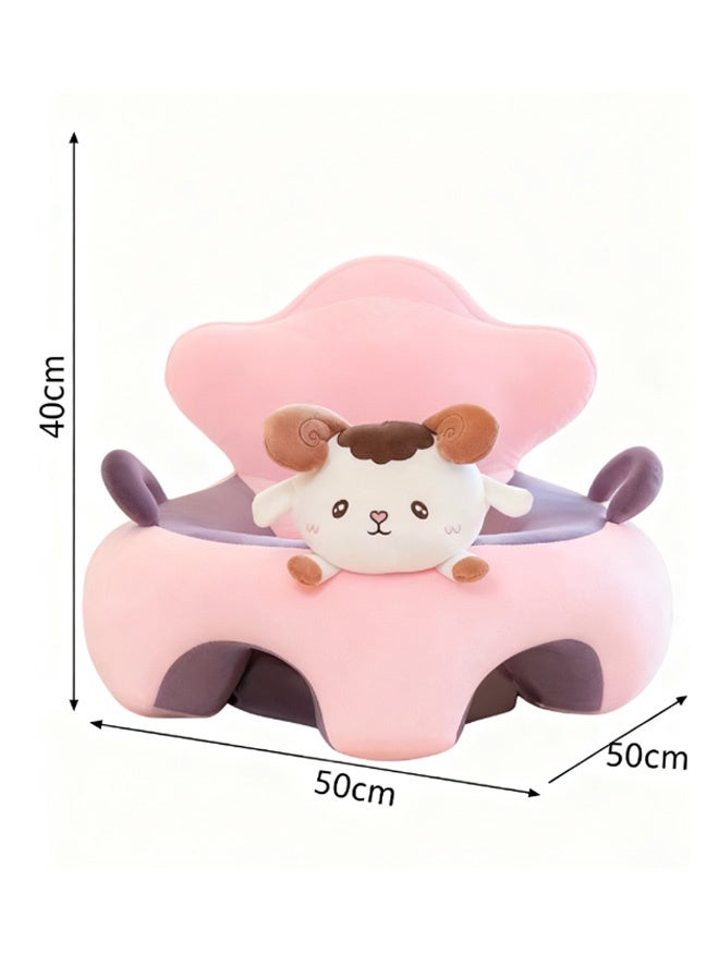 Berma Baby كرسي دعم للجلوس للأطفال مع واقي للرأس والظهر - مقعد أرضي قابل للتحويل وكرسي هزاز لتعلم الجلوس، أريكة أطفال كرتونية لطيفة (خروف) - Image 2