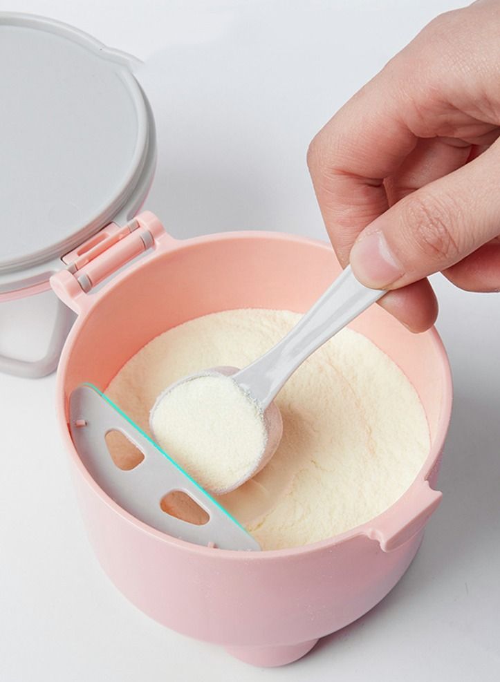 سيوسي موزع مسحوق حليب الأطفال ، حاوية موزع مسحوق حليب الأطفال المحمولة بمقبض وملعقة (وردي) - Image 4