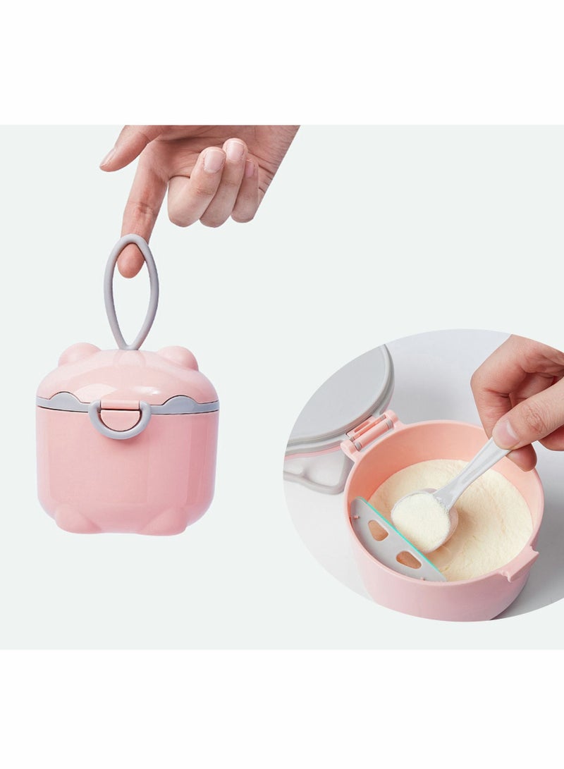 سيوسي موزع مسحوق حليب الأطفال ، حاوية موزع مسحوق حليب الأطفال المحمولة بمقبض وملعقة (وردي) - Image 1