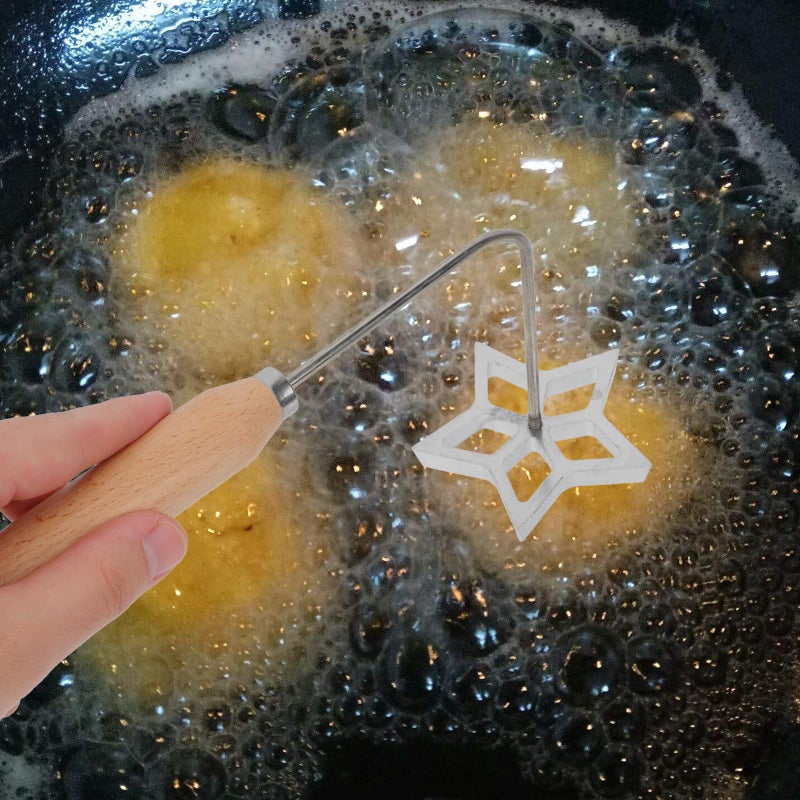 Non Stick Aluminum Alloy Timbale Frying Mold With Hollow Star Shape Wooden Handle - Image 5