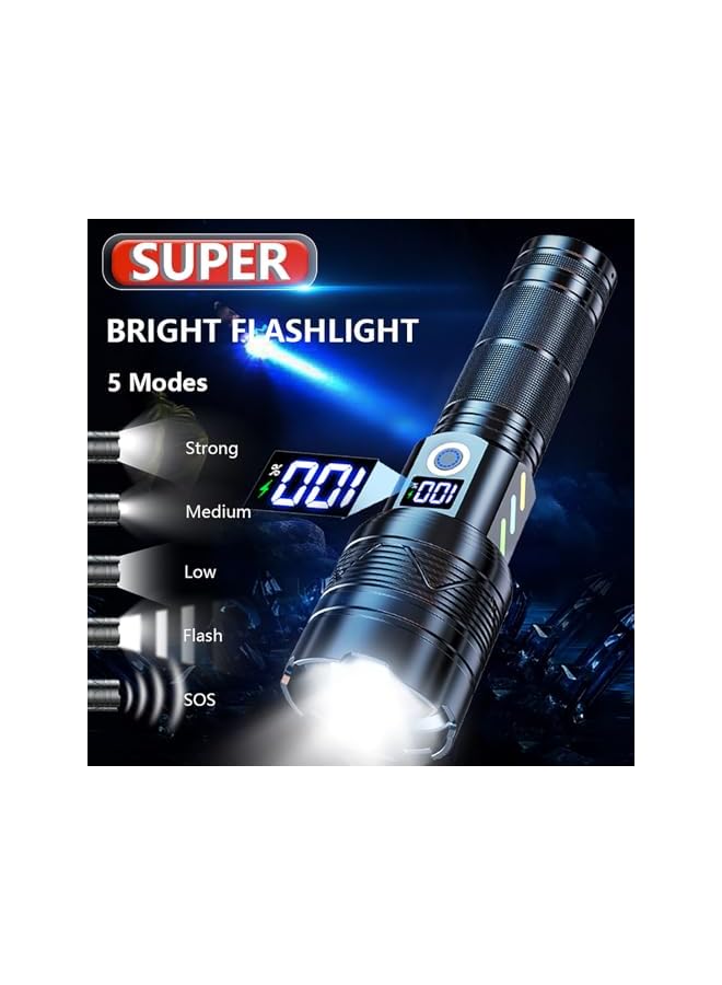 S-TOP Torch, Flashlight LED Torch Fast Charging 18000 Lumen Handheld Torch, Long Range 5000ft, 5 Lighting Modes IPX7 Waterproof Torches Zoomable Long Shot Flash Light for Emergency Security Camping - Image 2