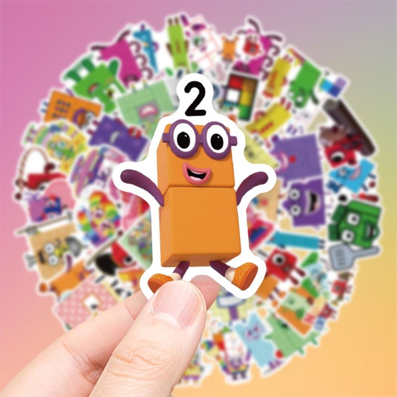 52 Pcs Multicolor Whimsical Geometric Stickers Expressive Block Characters For Laptops Cell Phones Guitars - Image 2