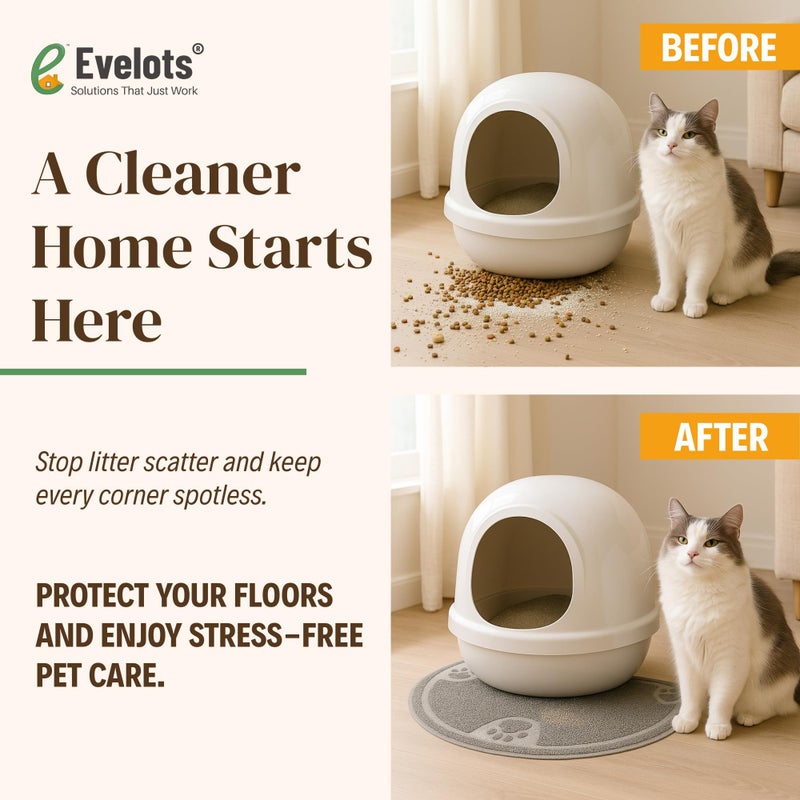 Evelots Cat Litter Mat â€“ Traps Litter & Mess from Box, Absorbent Urine-Proof & Waterproof Floor Protection, Soft on Paws, Non-Slip, Easy Clean, Machine Washable, Unscented, Gray, Small - Image 5