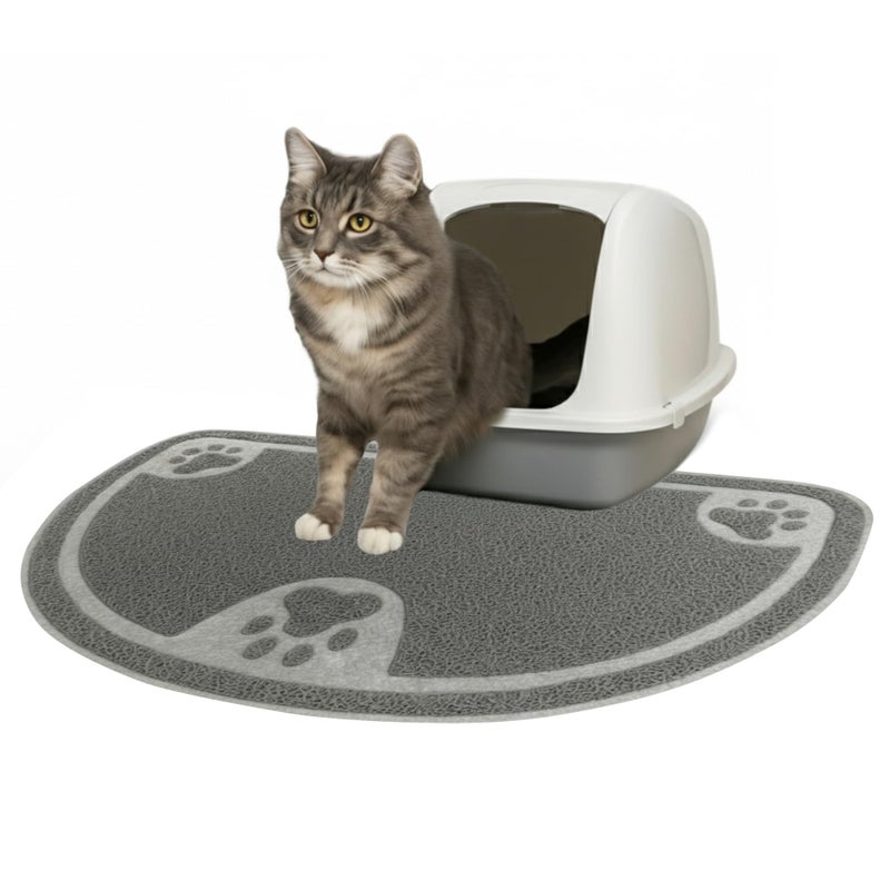 Evelots Cat Litter Mat â€“ Traps Litter & Mess from Box, Absorbent Urine-Proof & Waterproof Floor Protection, Soft on Paws, Non-Slip, Easy Clean, Machine Washable, Unscented, Gray, Small - Image 1