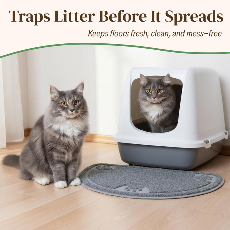 Evelots Cat Litter Mat â€“ Traps Litter & Mess from Box, Absorbent Urine-Proof & Waterproof Floor Protection, Soft on Paws, Non-Slip, Easy Clean, Machine Washable, Unscented, Gray, Small - Image 2