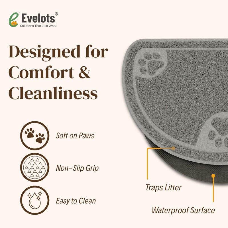 Evelots Cat Litter Mat â€“ Traps Litter & Mess from Box, Absorbent Urine-Proof & Waterproof Floor Protection, Soft on Paws, Non-Slip, Easy Clean, Machine Washable, Unscented, Gray, Small - Image 3