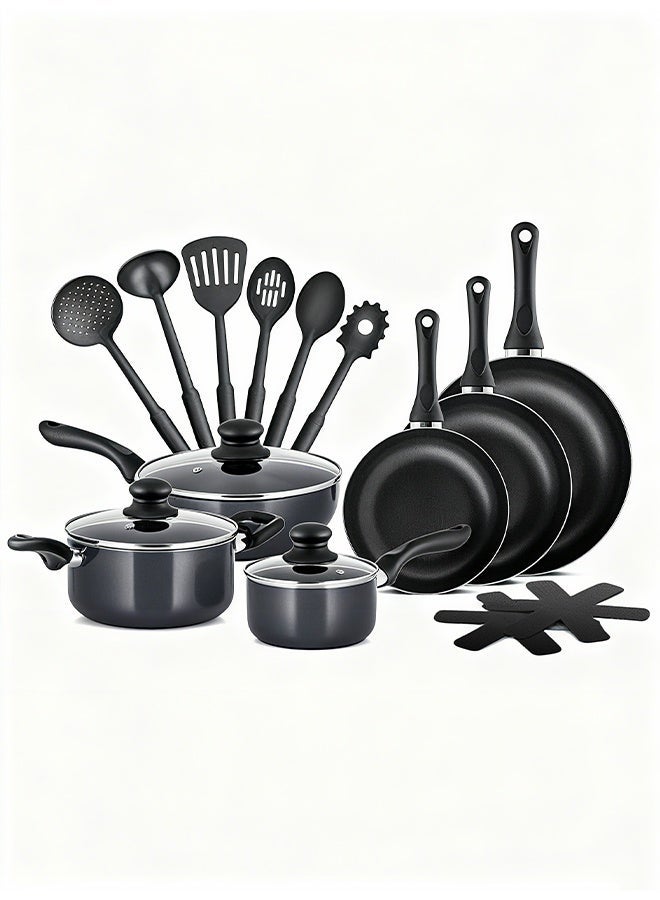 Sharpdo Non-Stick Cookware Set, Non-toxic Healthy Aluminum Pots And Pans Kitchen Cooking Set with Frying Pans Set, Saucepans,Steamer PFOA Free Grey - Image 1