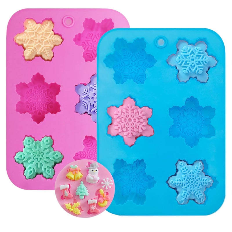DanziX Large Snowflake Silicone Molds DanziX 3 Pack Snowflakes Silicone Cake Soap Mould Handmade Christmas MoldsRich Snowflakes shapes