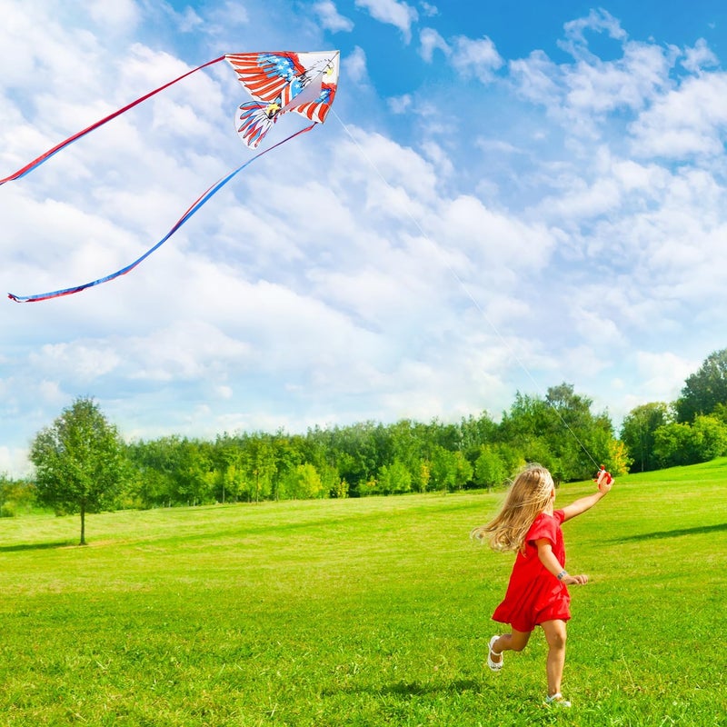 Honbo Eagle Kite, America Flag Kite for Kids and Adults. Wonderful Beginner Kite for Boys and Girls, Suitable for Ages 8-12, Best Single Line Kites Comes with 200ft String and Handle(Eagle) - Image 4