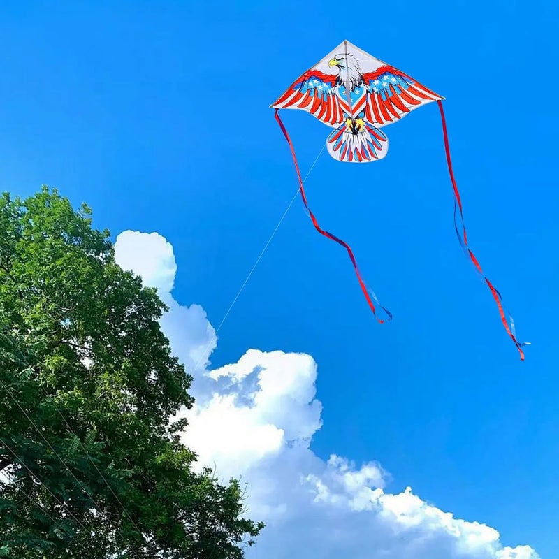 Honbo Eagle Kite, America Flag Kite for Kids and Adults. Wonderful Beginner Kite for Boys and Girls, Suitable for Ages 8-12, Best Single Line Kites Comes with 200ft String and Handle(Eagle) - Image 3