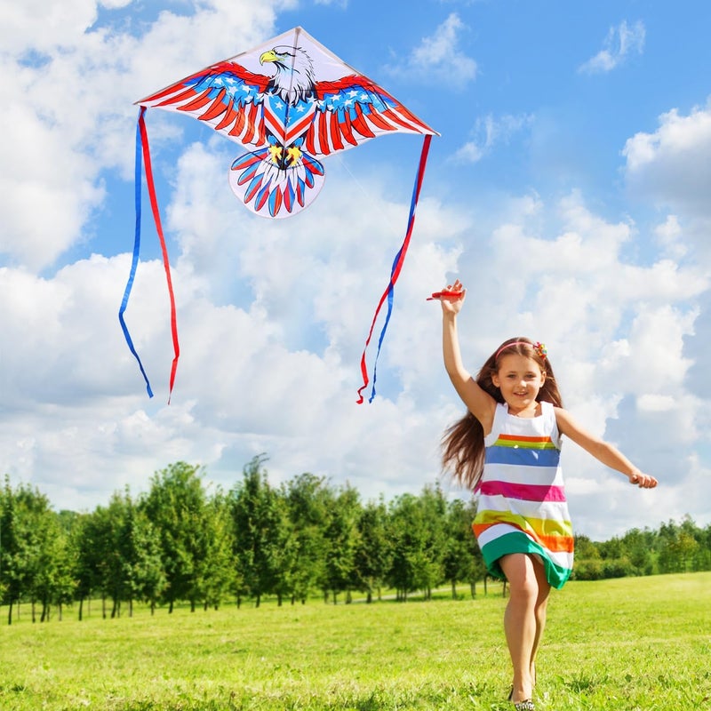 Honbo Eagle Kite, America Flag Kite for Kids and Adults. Wonderful Beginner Kite for Boys and Girls, Suitable for Ages 8-12, Best Single Line Kites Comes with 200ft String and Handle(Eagle) - Image 2