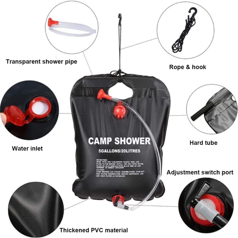 Vroxy Solar Heated Portable Shower Bag, Foldable Outdoor Travel Bath Water Bag Outdoor Camping Hiking Camp Shower Portable Light Weight Water Storage (25 Liter) - Image 3