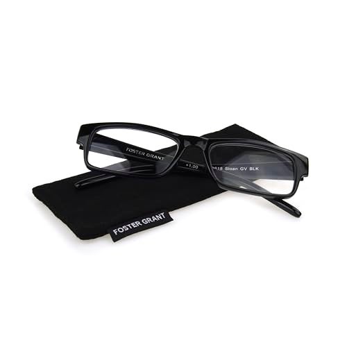 Foster Grant نظارات قراءة سلوين المربعة للرجال من فوستر غرانت، أسود/شفاف، 59 مم + 1.75 - Image 2