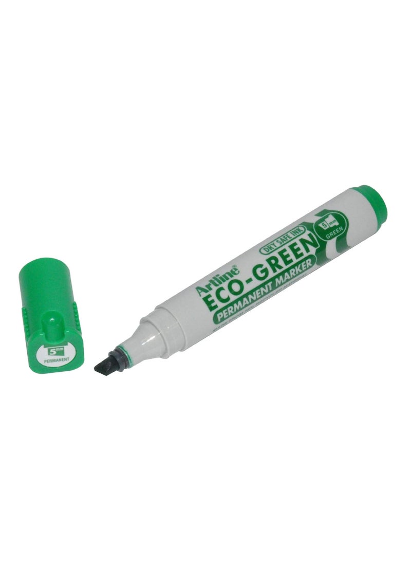 FIS Artline Eco-Green Permanent Markers 2.0mm-5.0mm, Pack of 12 Pcs, Green Color, Polyester Fibre Tip, Chisel Style - ARMKEK-199GR - Image 2
