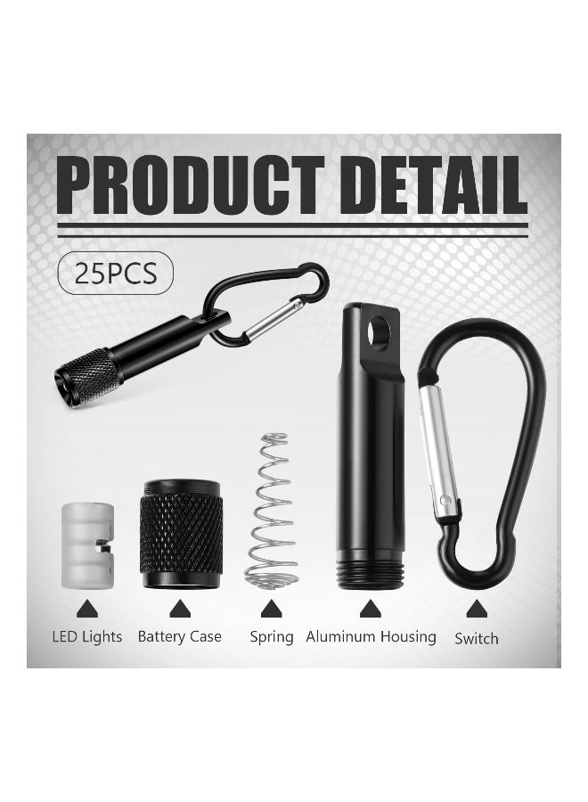25 Pack Mini LED Keychain Flashlight, Carabiner Pocket Flashlight High Lumen EDC Light Portable Lighting Solution High Lumen EDC Light Black Mini Flashlights for Camping Hiking Outdoor(Black) - Image 5