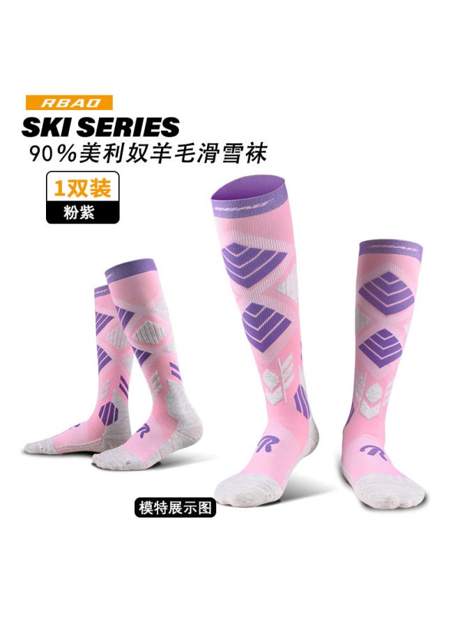 Autumn And Winter Merino Wool Long Ski Socks For Men And Women, Warm Outdoor Sports Snowboard/alpine Ski Compression Calf Socks
