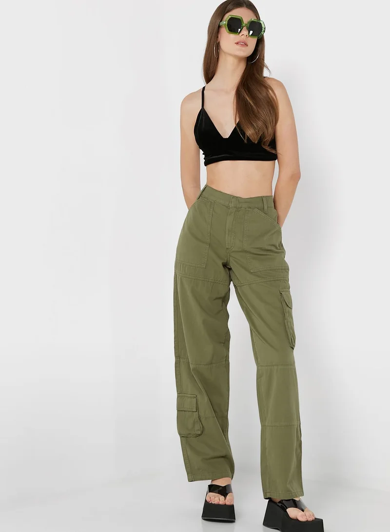 Topshop Tall High Waist Cargo Pants