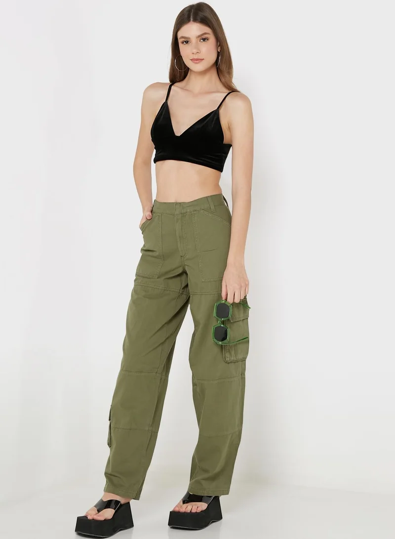 Topshop Tall High Waist Cargo Pants