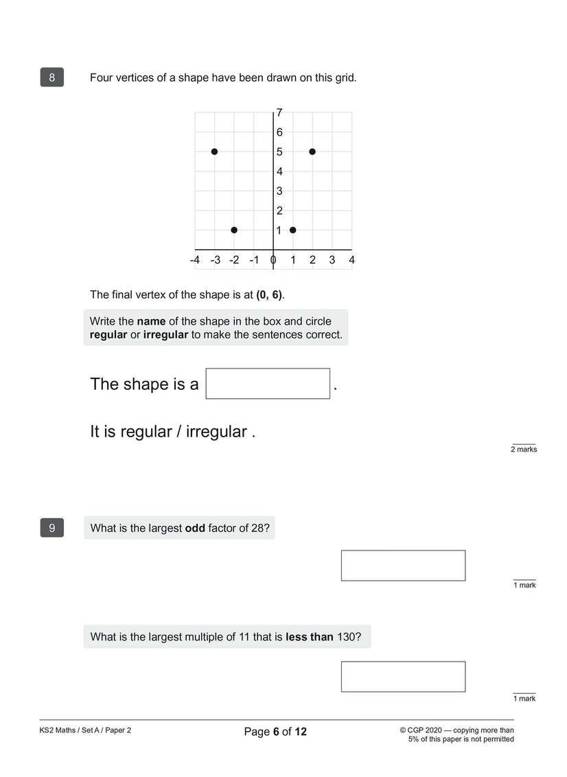 null - KS2 Maths SATS Practice Papers: Pack 5 - for the 2025 tests (with free Online Extras) - Image 1