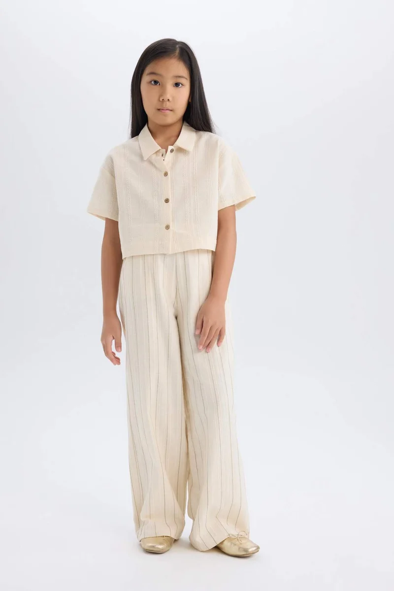 ديفاكتو Girl Wide Leg Cotton Pants