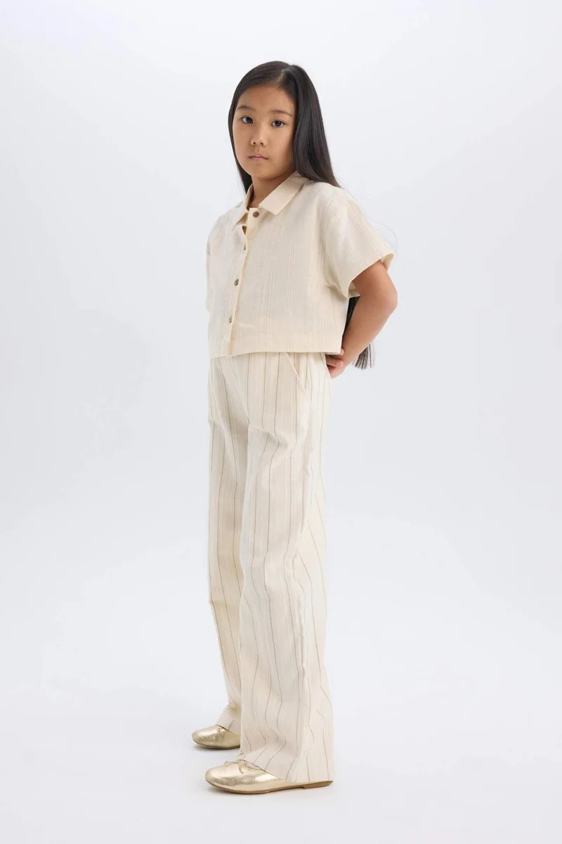 ديفاكتو Girl Wide Leg Cotton Pants