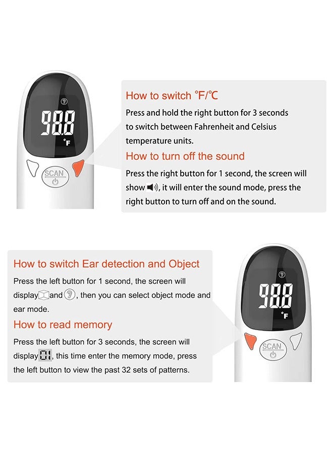 Non Contact Forehead And Ear Digital Infrared Thermometer For Adults And Children With Child Mode, Fever Alarm Function Mute And Memory Functions, Fast And Accurate Measurement - Image 4