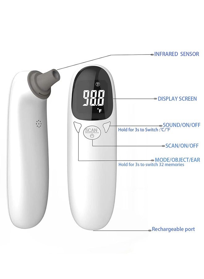 Non Contact Forehead And Ear Digital Infrared Thermometer For Adults And Children With Child Mode, Fever Alarm Function Mute And Memory Functions, Fast And Accurate Measurement - Image 5