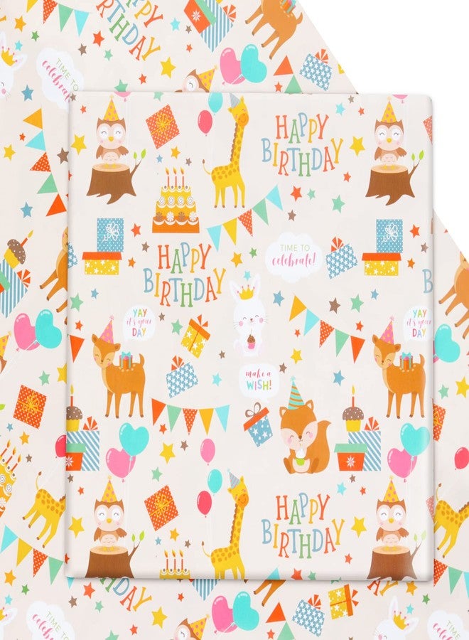 NEPOG Birthday Wrapping Paper for Baby Kids Boys Girls, Animals Party Design Gift Wrapping Paper, Cute Animals 7 Sheets Folded Flat 20x28 inches per Sheet for Baby Shower Birthday Party - Image 1