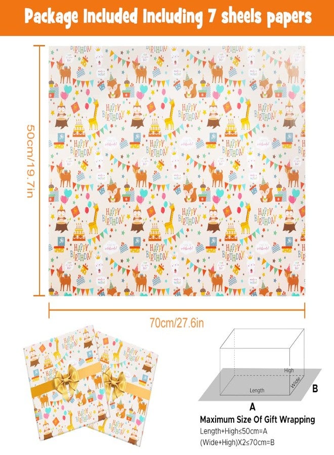 NEPOG Birthday Wrapping Paper for Baby Kids Boys Girls, Animals Party Design Gift Wrapping Paper, Cute Animals 7 Sheets Folded Flat 20x28 inches per Sheet for Baby Shower Birthday Party - Image 2