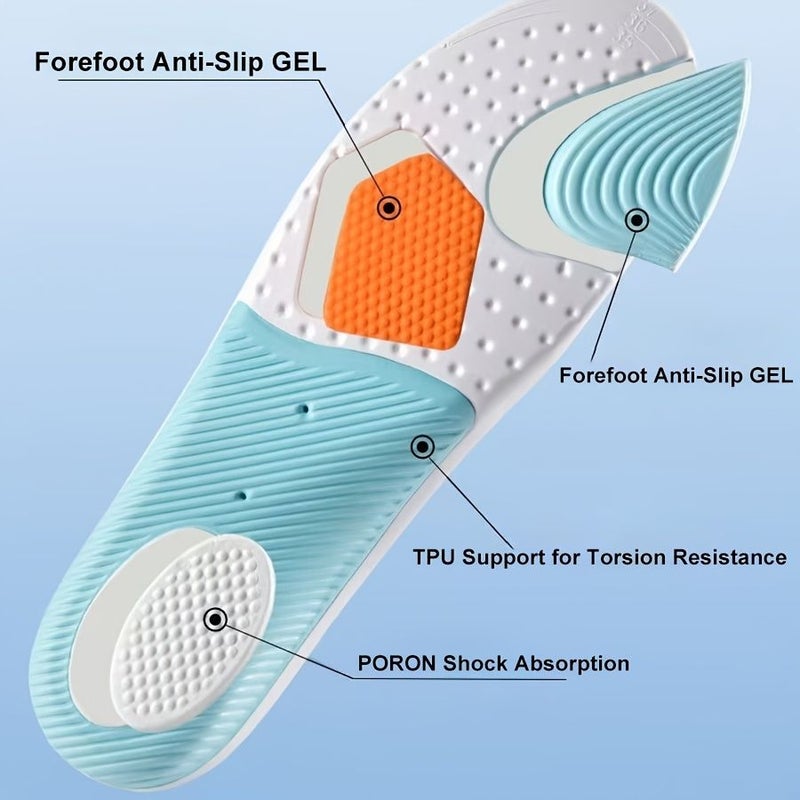 Blue Arch Support Insoles Made of EVA For Cushioning Sports Shoes Enhancing Foot Comfort Breathable And Moisture Wicking Suitable For Prolonged Standing Walking Soft Resilient Lightweight Non Slip XS - Image 4