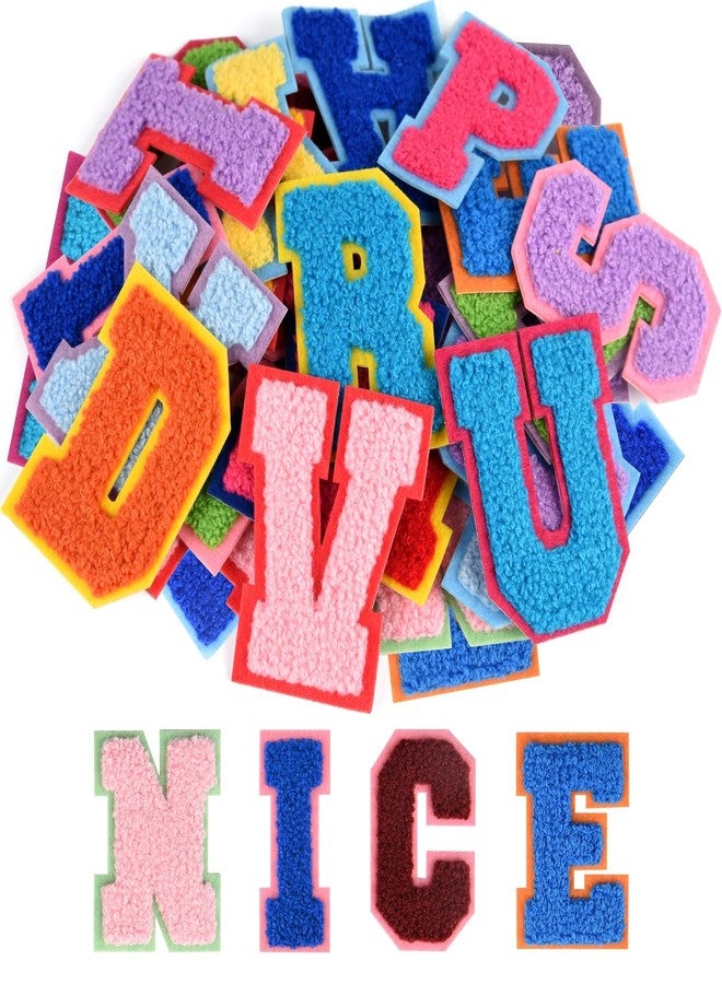 ASTARON 26 Pcs Self Adhesive Letter Patches Chenille Letters Stickers, A-Z Embroidered Applique Patches Alphabet Cloth Patch for Clothes, Bags, Hat, Phone Case, DIY Accessories (Mixed Colours) - Image 1