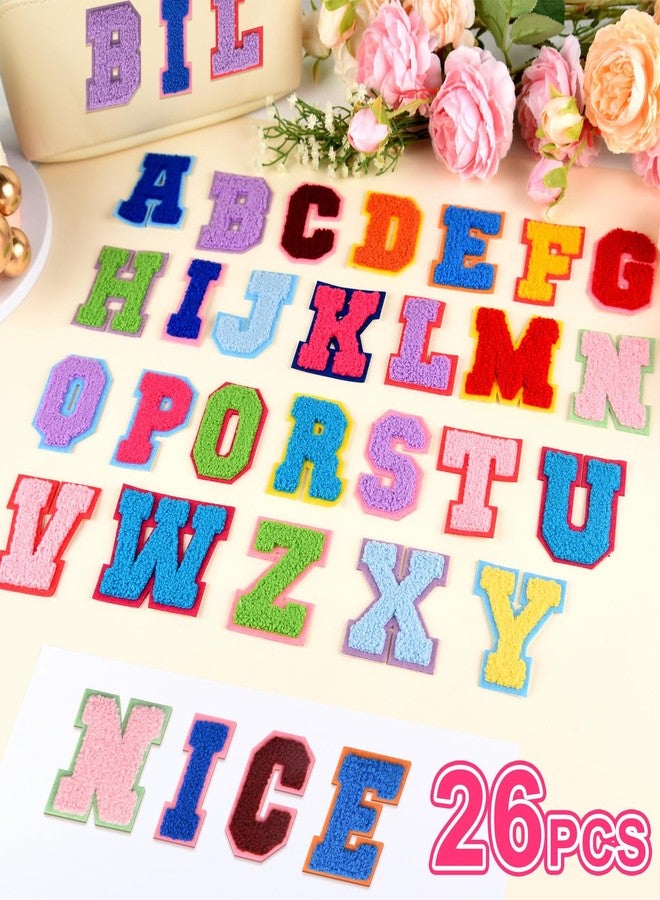 ASTARON 26 Pcs Self Adhesive Letter Patches Chenille Letters Stickers, A-Z Embroidered Applique Patches Alphabet Cloth Patch for Clothes, Bags, Hat, Phone Case, DIY Accessories (Mixed Colours) - Image 3