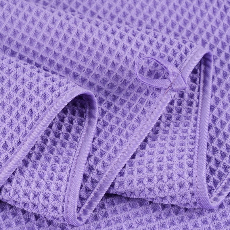 POLYTE Oversize  60 x 30 in.  Quick Dry Lint Free Microfiber Bath Towel Set  6 Piece (Purple  Waffle Weave) - Image 3