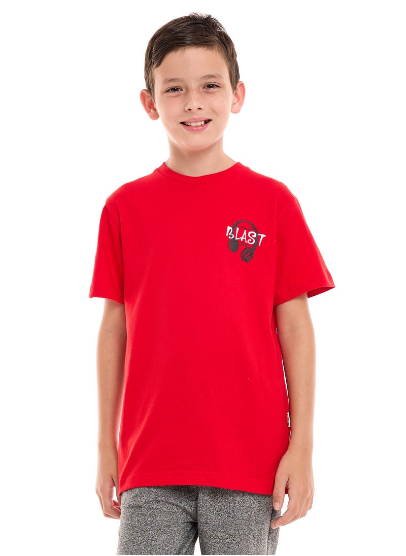 victor and jane Boys 2-Piece Set: T-Shirt & short for (6-12 Years) Red & Black  - Image 3