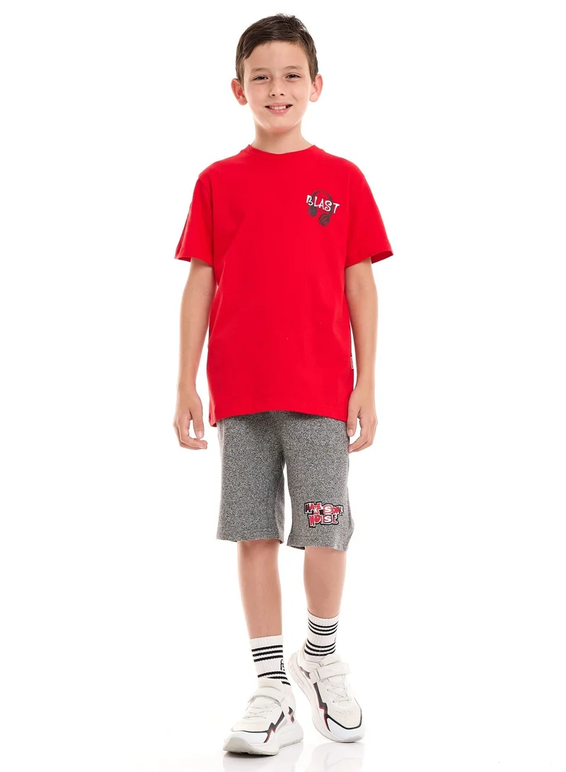 Victor And Jane  Boys 2-Piece Set: T-Shirt & short Red & Black for Men | Best Price UAE