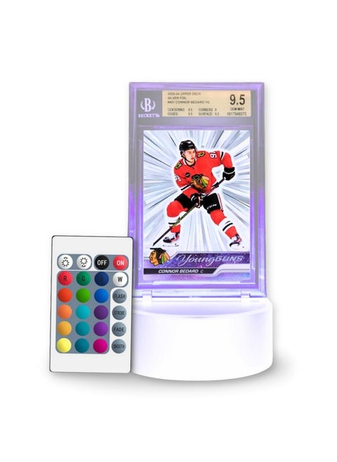 Light Up Sports Card Display Stand with LED Base for Graded Slabs, One-Touches, Top Loaders - PSA, BGS, SGC, TCG - Color-Changing Remote - Gift for Collectors