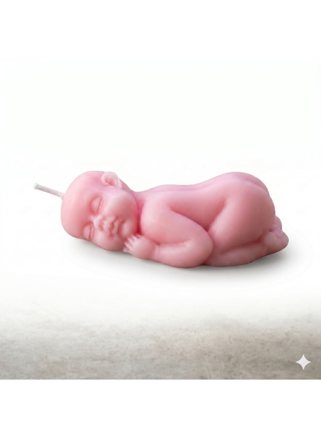 Pink Sleeping Baby Decorative Candles - Pack of 10 - Highly Detailed for Girl Baby Showers & Birth Celebrations