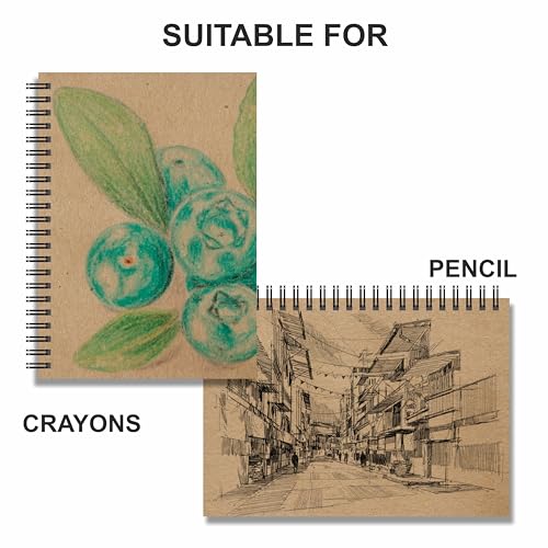 Anupam Khaki Sketchbook - Wireo Book - One Side Dot-Grid & One Side Plain Paper - 140 GSM Cartridge Paper (Square, 80 Pages) - Image 5