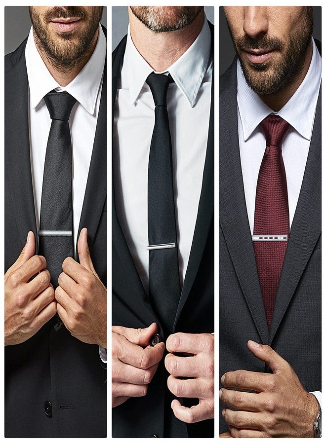 wynameleri Tie Pins for Men Silver Black 3 Pcs Tie Clip Set 1.8'' 2 Inch Business Shirt Necktie Pinch for Men T0303002 - Image 2